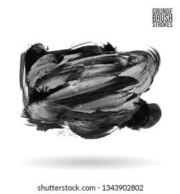 Grey brush stroke and texture. Grunge vector abstract hand - painted element. Underline and border design.