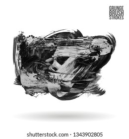 Grey brush stroke and texture. Grunge vector abstract hand - painted element. Underline and border design.
