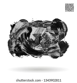 Grey brush stroke and texture. Grunge vector abstract hand - painted element. Underline and border design.