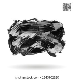 Grey brush stroke and texture. Grunge vector abstract hand - painted element. Underline and border design.