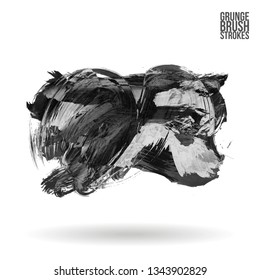 Grey brush stroke and texture. Grunge vector abstract hand - painted element. Underline and border design.