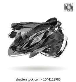Grey brush stroke and texture. Grunge vector abstract hand - painted element. Underline and border design.