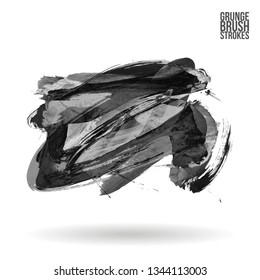 Grey brush stroke and texture. Grunge vector abstract hand - painted element. Underline and border design.