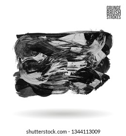 Grey brush stroke and texture. Grunge vector abstract hand - painted element. Underline and border design.