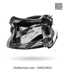 Grey brush stroke and texture. Grunge vector abstract hand - painted element. Underline and border design.