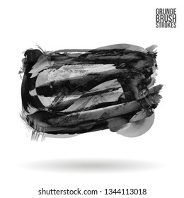 Grey brush stroke and texture. Grunge vector abstract hand - painted element. Underline and border design.