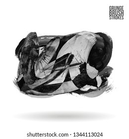 Grey brush stroke and texture. Grunge vector abstract hand - painted element. Underline and border design.