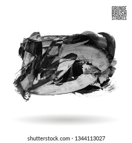 Grey brush stroke and texture. Grunge vector abstract hand - painted element. Underline and border design.