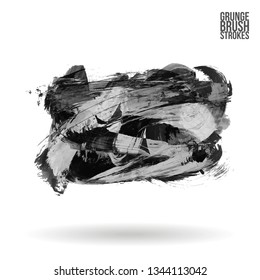 Grey brush stroke and texture. Grunge vector abstract hand - painted element. Underline and border design.