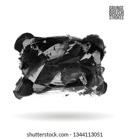 Grey brush stroke and texture. Grunge vector abstract hand - painted element. Underline and border design.