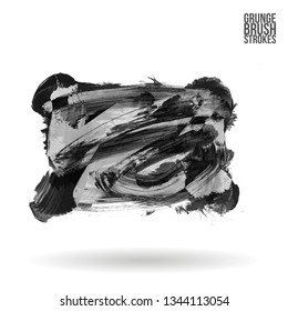 Grey brush stroke and texture. Grunge vector abstract hand - painted element. Underline and border design.