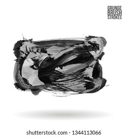 Grey brush stroke and texture. Grunge vector abstract hand - painted element. Underline and border design.