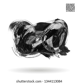 Grey brush stroke and texture. Grunge vector abstract hand - painted element. Underline and border design.