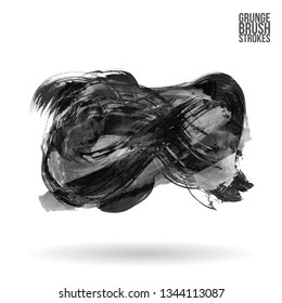 Grey brush stroke and texture. Grunge vector abstract hand - painted element. Underline and border design.