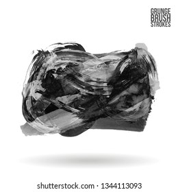 Grey brush stroke and texture. Grunge vector abstract hand - painted element. Underline and border design.