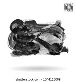 Grey brush stroke and texture. Grunge vector abstract hand - painted element. Underline and border design.