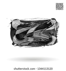 Grey brush stroke and texture. Grunge vector abstract hand - painted element. Underline and border design.