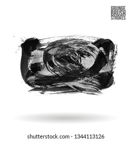 Grey brush stroke and texture. Grunge vector abstract hand - painted element. Underline and border design.