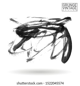 Grey brush stroke and texture. Grunge vector abstract hand - painted element. Underline and border design.
