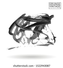 Grey brush stroke and texture. Grunge vector abstract hand - painted element. Underline and border design.