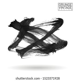 Grey brush stroke and texture. Grunge vector abstract hand - painted element. Underline and border design.