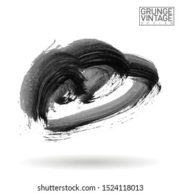 Grey brush stroke and texture. Grunge vector abstract hand - painted element. Underline and border design.
