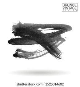 Grey brush stroke and texture. Grunge vector abstract hand - painted element. Underline and border design.