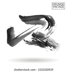 Grey brush stroke and texture. Grunge vector abstract hand - painted element. Underline and border design.