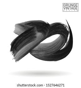 Grey brush stroke and texture. Grunge vector abstract hand - painted element. Underline and border design.
