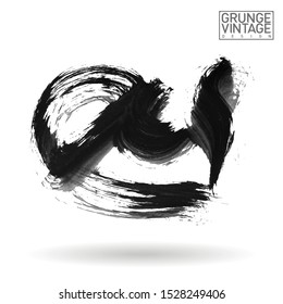 Grey brush stroke and texture. Grunge vector abstract hand - painted element. Underline and border design.