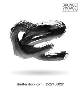Grey brush stroke and texture. Grunge vector abstract hand - painted element. Underline and border design.