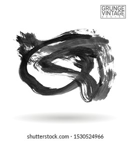 Grey brush stroke and texture. Grunge vector abstract hand - painted element. Underline and border design.
