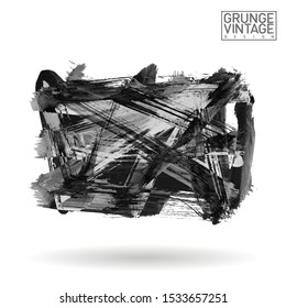 Grey brush stroke and texture. Grunge vector abstract hand - painted element. Underline and border design.