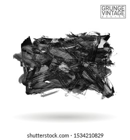 Grey brush stroke and texture. Grunge vector abstract hand - painted element. Underline and border design.