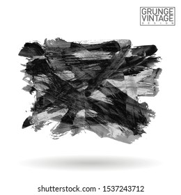 Grey brush stroke and texture. Grunge vector abstract hand - painted element. Underline and border design.