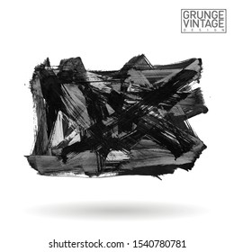Grey brush stroke and texture. Grunge vector abstract hand - painted element. Underline and border design.