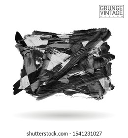 Grey brush stroke and texture. Grunge vector abstract hand - painted element. Underline and border design.