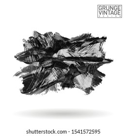 Grey brush stroke and texture. Grunge vector abstract hand - painted element. Underline and border design.