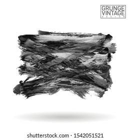 Grey brush stroke and texture. Grunge vector abstract hand - painted element. Underline and border design.