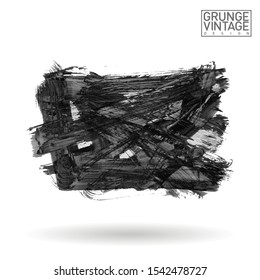 Grey brush stroke and texture. Grunge vector abstract hand - painted element. Underline and border design.