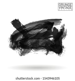 Grey brush stroke and texture. Grunge vector abstract hand - painted element. Underline and border design.