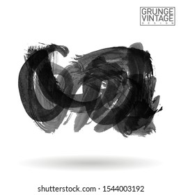 Grey brush stroke and texture. Grunge vector abstract hand - painted element. Underline and border design.