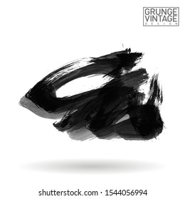 Grey brush stroke and texture. Grunge vector abstract hand - painted element. Underline and border design.