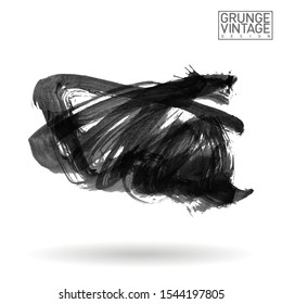 Grey brush stroke and texture. Grunge vector abstract hand - painted element. Underline and border design.