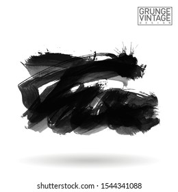 Grey brush stroke and texture. Grunge vector abstract hand - painted element. Underline and border design.