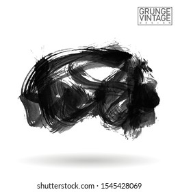 Grey brush stroke and texture. Grunge vector abstract hand - painted element. Underline and border design.