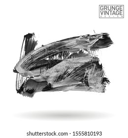 Grey brush stroke and texture. Grunge vector abstract hand - painted element. Underline and border design.