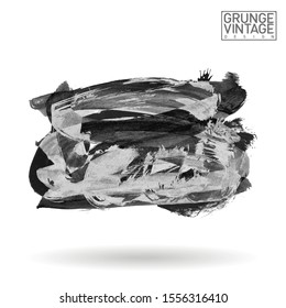 Grey brush stroke and texture. Grunge vector abstract hand - painted element. Underline and border design.
