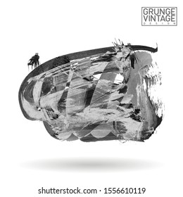 Grey brush stroke and texture. Grunge vector abstract hand - painted element. Underline and border design.