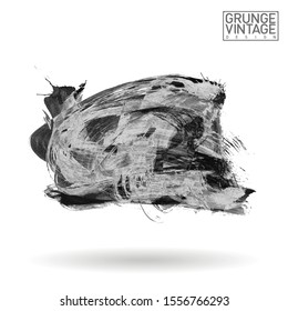 Grey brush stroke and texture. Grunge vector abstract hand - painted element. Underline and border design.